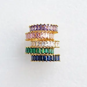 时尚铜18k金锆石耳环祖母绿永远戒指饰品女性礼品