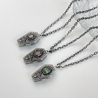Collar con Colgante de Ataúd Gótico Oscuro de Plata de Ley 925 con Circonita Nomilit, Estilo Punk, Hip-hop, Retro, Alternativo, Personalizado