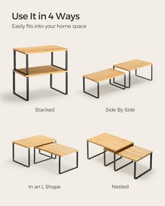 Set di 2 Mensole Organizzatrici <span class=keywords><strong>in</strong></span> <span class=keywords><strong>Legno</strong></span> con Ripiano <span class=keywords><strong>per</strong></span> <span class=keywords><strong>Cucina</strong></span>, Portaspezie e Organizzatore <span class=keywords><strong>per</strong></span> Abbigliamento - Product Image 2