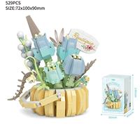 Haute qualité en plastique assemblé panier fleur briques de construction ensemble Mini blocs pour bureau à domicile décor jouets/cadeaux fleurs artificielles