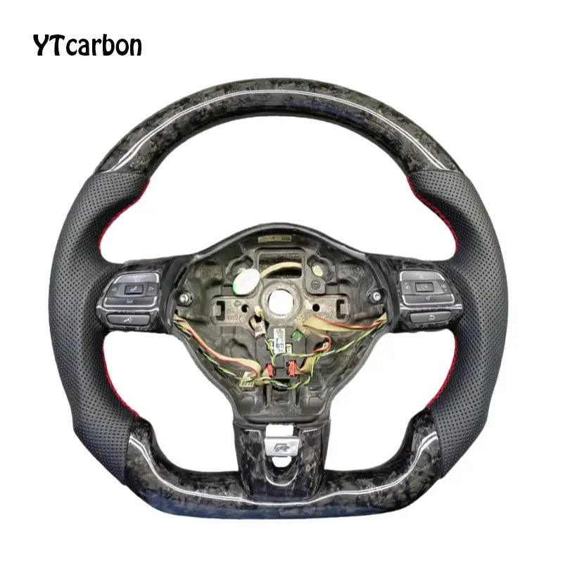 Volant intérieur de voiture personnalisé yycarbon pour Golf MK6 GTI R Forge volant en Fiber de carbone