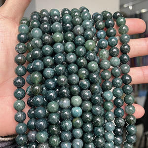 Perles en vrac en <span class=keywords><strong>pierre</strong></span> d'agate de mousse verte <span class=keywords><strong>semi</strong></span>-précieuse naturelle bon marché en gros pour la fabrication de bijoux 4/6/8/10/12mm, 38CM - Product Image 2