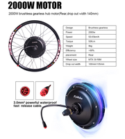 Kit de conversion électrique 2000W 52V Moteur sans balais Contrôleur intelligent à onde sinusoïdale double Affichage LCD couleur Batterie au lithium LG