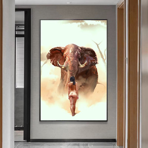 Vẽ Tay Khỏa Thân người phụ nữ và voi sơn dầu vải trang trí phòng thanh lịch tường nghệ thuật chân dung - Product Image 3