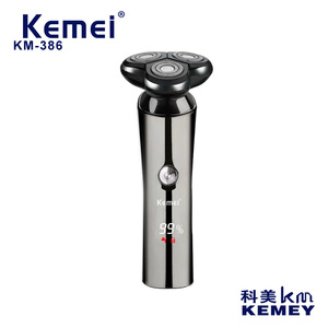เครื่องโกนหนวดไฟฟ้าเคเมอิพร้อมใบมีด 3 ใบ ตัวเครื่องโลหะ IPX7 กันน้ำ ชาร์จได้ สำหรับผู้ชาย - Product Image 4