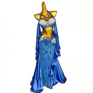 <span class=keywords><strong>Traje</strong></span> <span class=keywords><strong>de</strong></span> Danza del Vientre Wuziyi para Mujer, Estilo Nuevo 2026 en Azul Zafiro con Diamantes, Conjunto <span class=keywords><strong>de</strong></span> Danza Oriental - Product Image 4