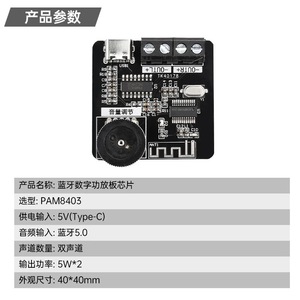 Mini Amplifier PAM8403 <b>5V</b> DC 5W+5W 2 Channel Audio Power Module For DIY Projects - Product Image 2