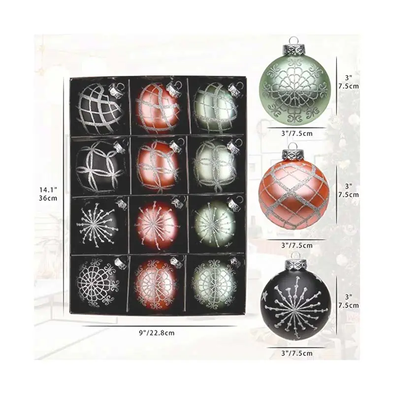 Fabrik Direkt verkauf Mini Weihnachten hängende Baum kugeln Dekoration Glas Ornamente Bulk Balls Set Weihnachts kugel mit Schnee