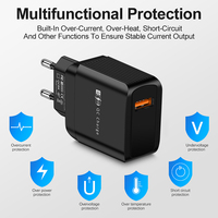 Adaptateur de charge rapide 20W QC3.0 USB pour téléphones mobiles, chargeur mural avec prise US/UK/EU et protection OTP pour l'utilisation avec les appareils photo