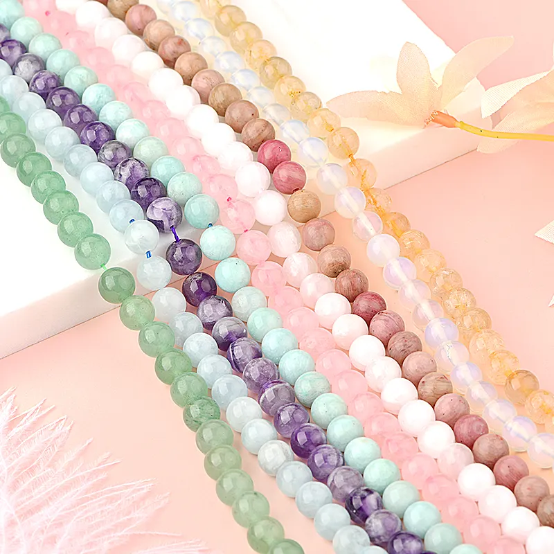Fengshui — pierres précieuses rondes et naturelles, perles en cristal de guérison, pour la fabrication de bracelets, vente en gros