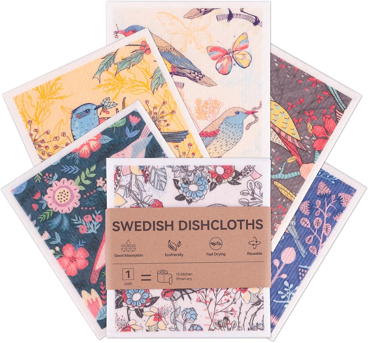 Diseño de pájaros y flores en varios colores