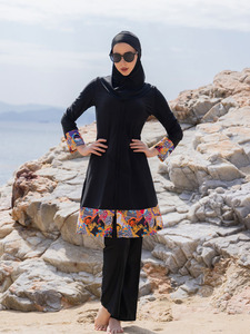 Modest Women's Islamic 2-Piece Sports Burkini Set Washed Quick Dry Stretch Breathable Swimwear with Custom Logo - Product Image 4