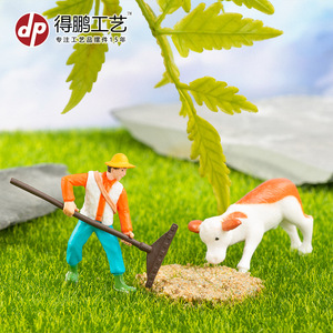 Ornements en résine d'animaux de ferme miniatures D1285, cochon, vache, mouton, cheval, décoration pour la maison - Product Image 2