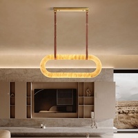 Luminaire suspendu de salon moderne Anneau de calcite en marbre naturel Luminaire de lustre en albâtre pour salon Hall d'hôtel