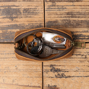 Vintage Handmade Leather Key Holder Coin Purse Minimalist Zipper Car Key <b>Pouch</b> Unisex Wholesale - Product Image 5