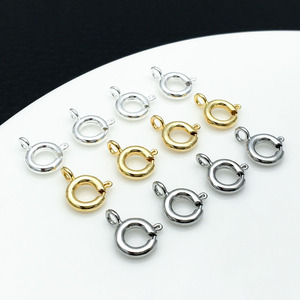 <b>Copper</b> Plated Gold Plated Silver Spring Clasp Pendant Round DIY Jewelry Accessories For <b>Bracelet</b> Necklace Making - Product Image 1