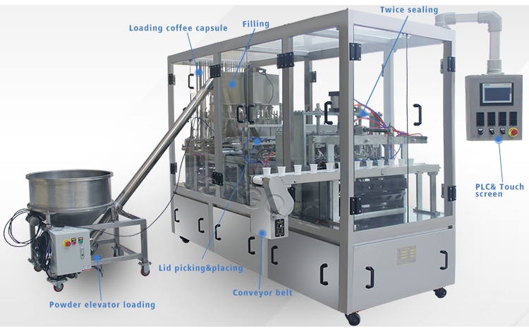 Automatic k cup coffee capsule filling and sealing machine