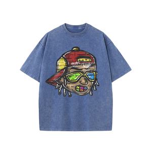 <b>High</b> Quality Heavyweight Unisex Retro Acid Washed Cotton <b>Tshirt</b> Comfortable Oversized Print Custom O-<b>Neck</b> <b>Tshirts</b> for Men - Product Image 5