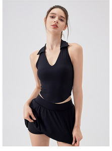 Top Deportivo sin Mangas para Mujer, Cuello Polo, Espalda Cruzada, con Relleno Incorporado, Elástico, Ajustado, de Secado Rápido, para Yoga, Tenis, Golf y Fitness - Product Image 3