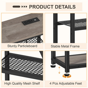 Table d'entrée personnalisée Table console avec station de charge Table de canapé industrielle étroite avec 5 étagères de rangement - Product Image 6