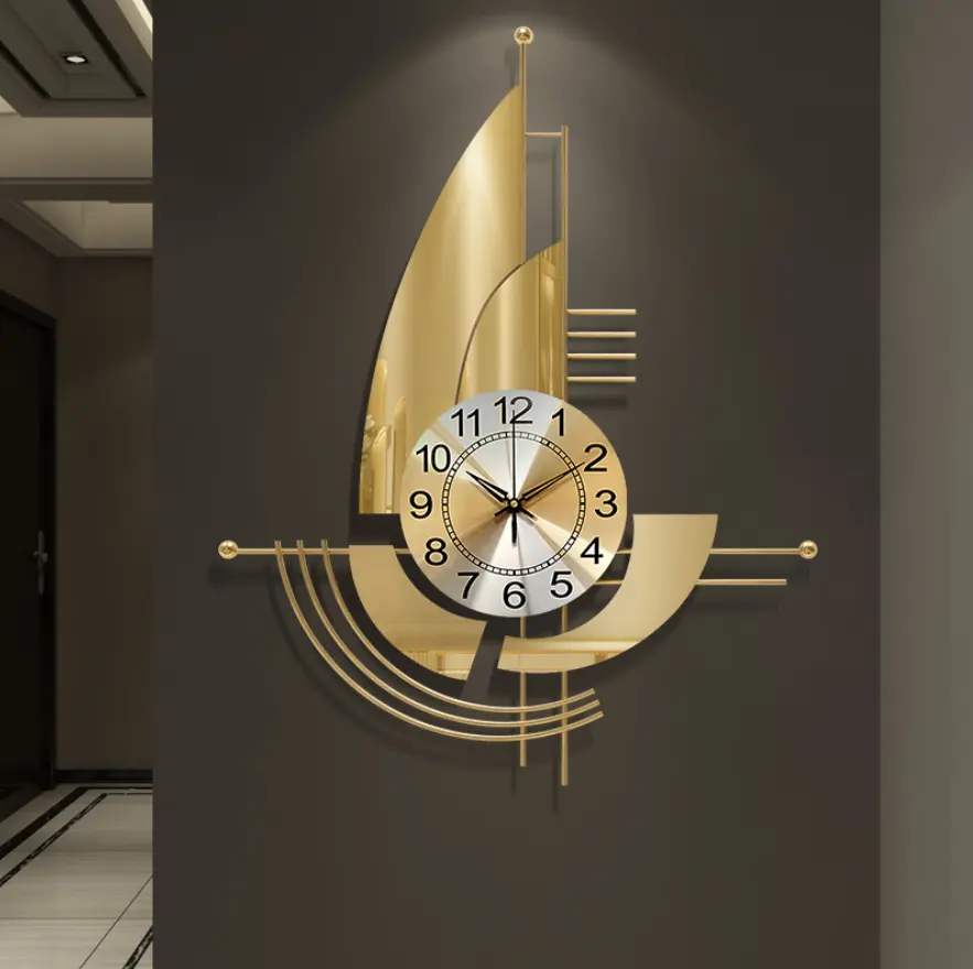 Nordic Simple Home Clock Decoration Light Luxury Decorative Modern Iron Sailing Wall Clock Home Decorative