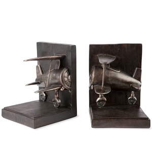 Custom wholesale vintage di alta qualità antico decorazione della casa coppia di fermalibri in poliresina set reggilibri modello aeroplano romano in resina - Product Image 4