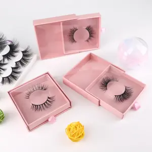 New technology pink lash boxes faux mink full body false eyelashes private label paper lash box UV printed eyelash packaging box