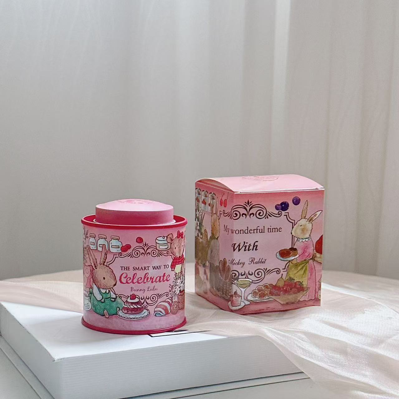 Pot rose crème lapin - lavande