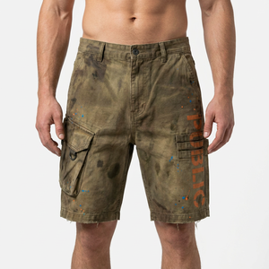 Shorts en jean baggy déchirés imprimés sur mesure, style rétro, avec poches cargo, pour la mode urbaine, fabrication OEM, marque privée - Product Image 3