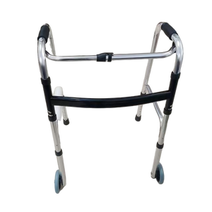 Déambulateur à roulettes en acier inoxydable à double pliage avec poignée en éponge pour seniors et personnes handicapées, pliable, Classe I - Product Image 3