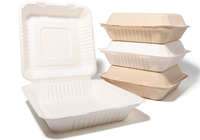 Boîte à burger personnalisée en bagasse de canne à sucre avec fenêtre, emballage biodégradable pour sandwichs, idéale pour la restauration rapide et les plats à emporter à base de protéines végétales
