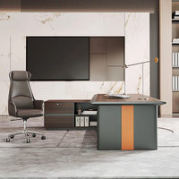 Bureau de direction en bois en forme de L, mobilier de bureau haut de gamme, sensation de luxe, bureau de direction en forme de L de luxe