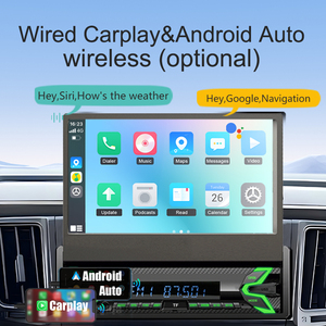 SEMAITU 7 POUCES Single <span class=keywords><strong>Din</strong></span> Flip Out Sans Fil Écran Tactile Voiture Stéréo <span class=keywords><strong>Motorisé</strong></span> Tableau de Bord Auto pour 5.0 Apple Carplay Android - Product Image 4