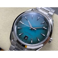Montre mécanique de plongée sportive de luxe, qualité supérieure, étanche, 38 mm, mouvement ETA, 1 bar, aiguille turquoise, bracelet en acier inoxydable