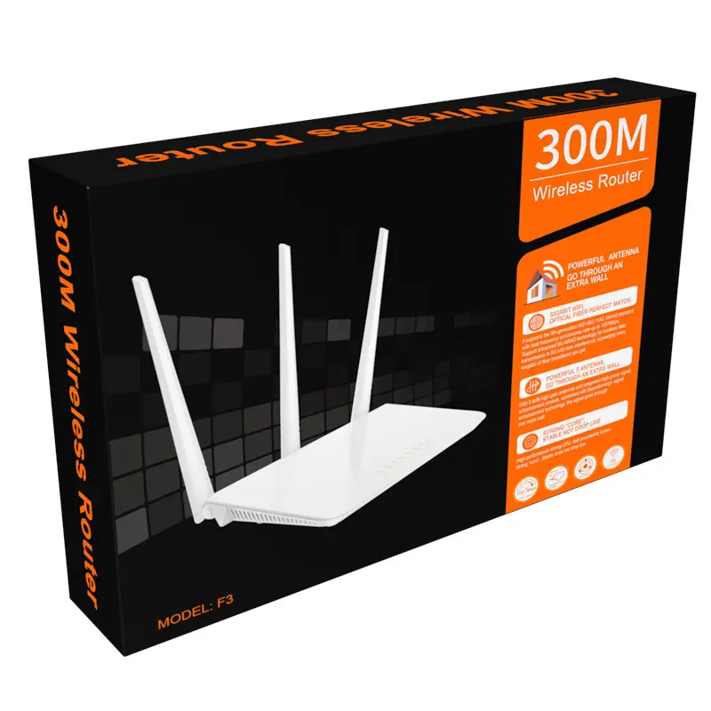 Mehrsprachiger Tenda F3 300 Mbps drahtloser Heimfräser 2,4 GHz mit 3 Antennen englische Version drahtloser WLAN-Fresser