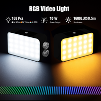 Lampe vidéo de poche rechargeable 10W 2600mAh 168 LED étanche à température de couleur réglable et intensité variable pour studio