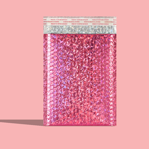 Bolsa de Burbujas Engrosada Color Rojo Rosa con Recubrimiento Láser 15x20+4CM, No Tóxica, Impresa con Serigrafía, 0.5 Mil, Bolsa de Aire para Embalaje de Belleza - Product Image 1