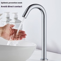Vente en gros Robinet à détecteur de mouvement automatique Robinet de lavabo monotrou en acier inoxydable Robinet en céramique sans contact pour eau chaude et froide