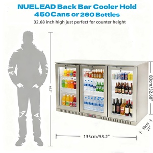 Réfrigérateur de bar encastrable à gaz en acier inoxydable avec 3 portes coulissantes en verre, contrôle numérique, capacité de 450 canettes/260 bouteilles - Product Image 3