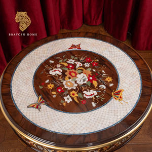 โต๊ะกาแฟทรงกลมขนาดใหญ่โต๊ะไม้มะฮอกกานีหรูหราคลาสสิกโต๊ะข้างสำหรับห้องนั่งเล่นวิลล่า - Product Image 5