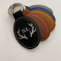 Personalisierter Monogramm-Schlüsselanhänger Lasergravierter PU-Leder-Schlüsselanhänger Kundenspezifischer Blanko-Lasergravierbarer Kunstleder Ovaler Schlüsselanhänger