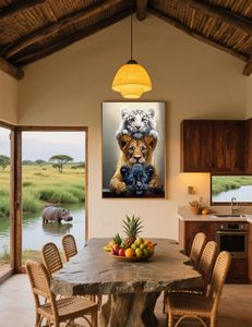 Kit de <span class=keywords><strong>Peinture</strong></span> Diamant Personnalisable Songwoo : Tigre Blanc, Lion, Panthère Noire Empilés – Art Diamant Animaux Mignons - Product Image 4