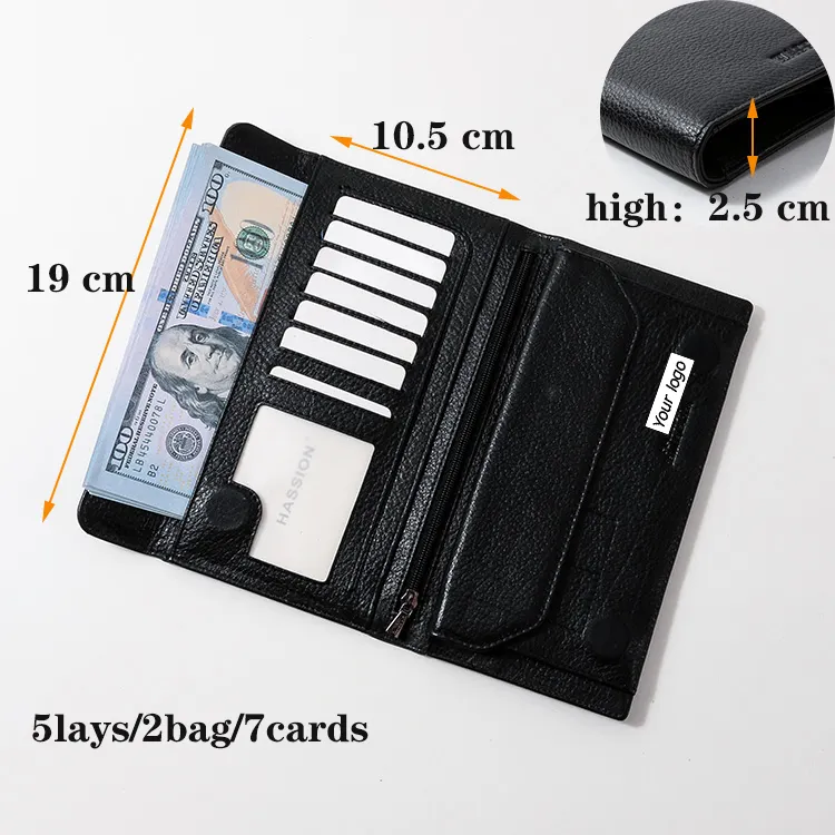 factory custom Portefeuille luxury wallet cardholder business wallets Long big Capacity mens Clutch bag genuine leather wallet