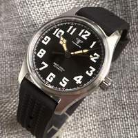 Tandoorio – montre-pilote de plongée NH35A PT5000 pour hommes, montre mécanique saphir 39MM en acier inoxydable, bracelet gaufré, main blanche