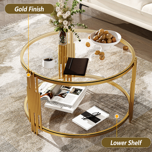 Modern Steel Coffee <b>Table</b> in 31.5" Asymmetrical Metal Circular Metal Drum Base Decorative Home Furniture - Product Image 2