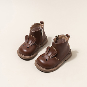 Waterproof Side Zipper <b>Ankle</b> Children's Boots Kids Winter School Kids <b>Ankle</b> Boots Cartoon Rabbit Leather Kids Boots Girls - Product Image 1