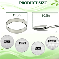 Kit de tamis de jardin en acier inoxydable pour la vente en gros, avec pelle à main et tamis robuste pour sable, gravier, compost et terreau de bonsaï