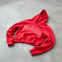 Sweat-shirt à capuche court personnalisé en molleton épais 400 g/m² avec logo imprimé en relief 3D, style streetwear oversize pour homme