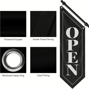 Kit de Montaje de Bandera Comercial de Poliéster de Tres Capas, Doble Cara, para Montar en Pared, con Asta de Plástico (Negro 27) - Product Image 3