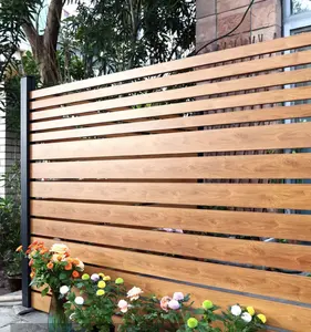 Teralis papan logam perakitan mewah dekorasi halaman belakang taman pagar aluminium sistem untuk kayu putih hitam panel pagar logam